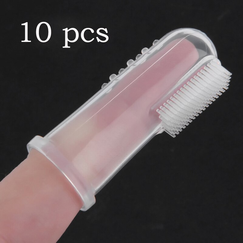 Cepillo de dientes de dedo de silicona para formación de dientes: 10pcs