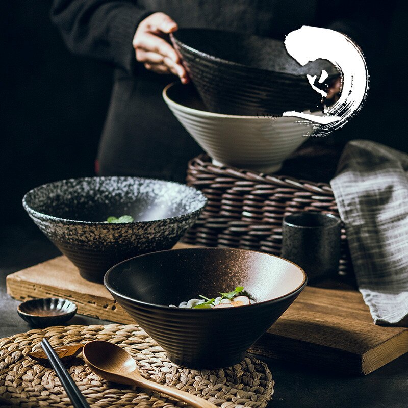 Service de table japonais en bambou, , en céramique, chapeau d&#39;affaires, bol écharpe, bol à nouilles de riz domestique, bol à soupe