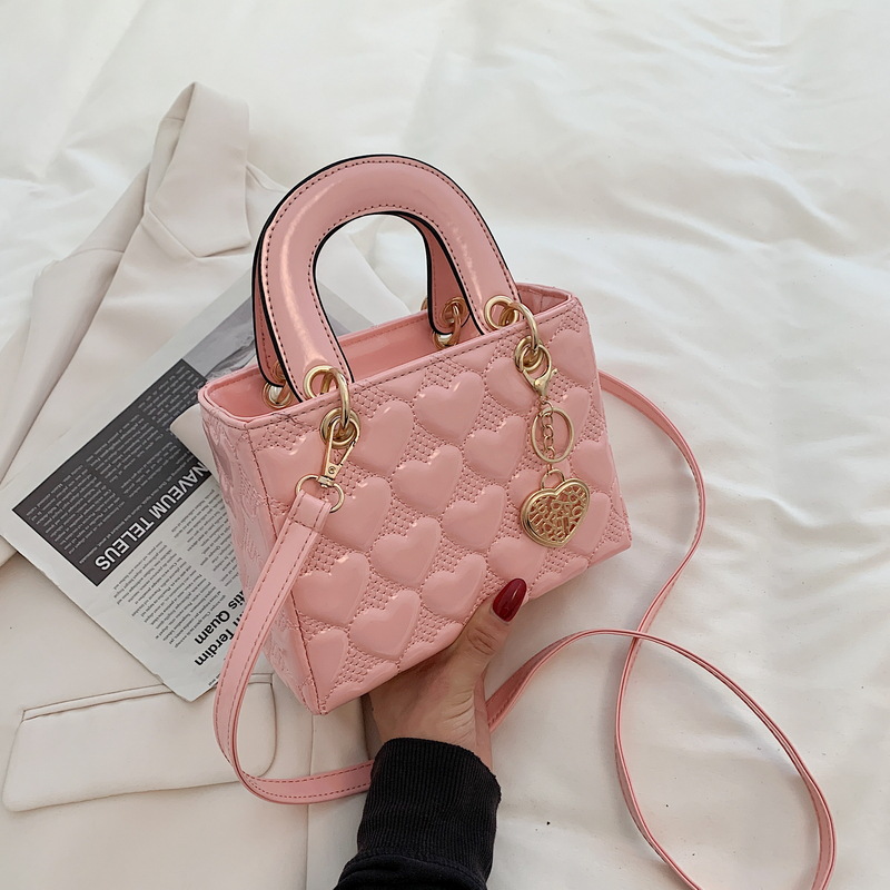 Handtas Dames Luxe Totes Mode Klassieke gewatteerde tas met vierkant handvat Dames Crossbody schoudertassen: Roze