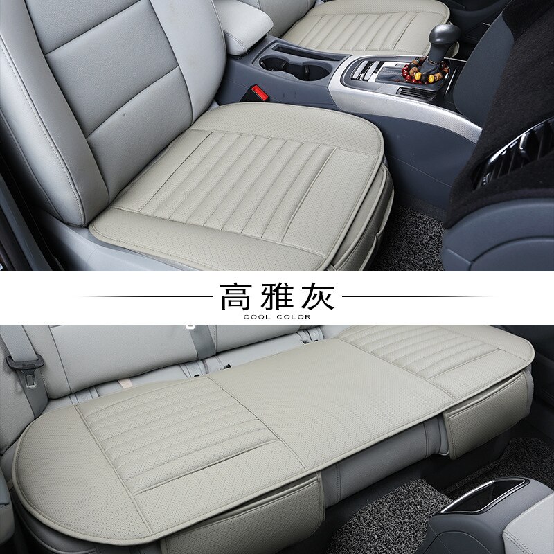 Funda de cuero PU para asiento de coche, almohadilla protectora antideslizante transpirable para las cuatro estaciones, Universal, conjunto de fundas para asiento de coche: PQ187Grey3in1
