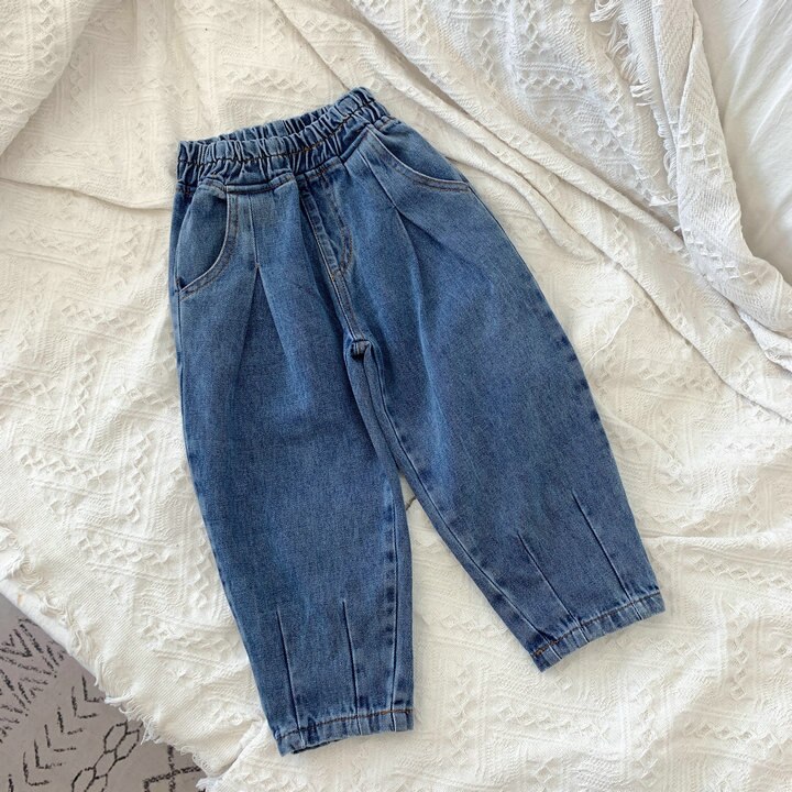 Piger jeans børn denim bukser efterår småbørn cowboy bukser børn drenge løse jeans baby jeans 4 5 6 år pige bukser