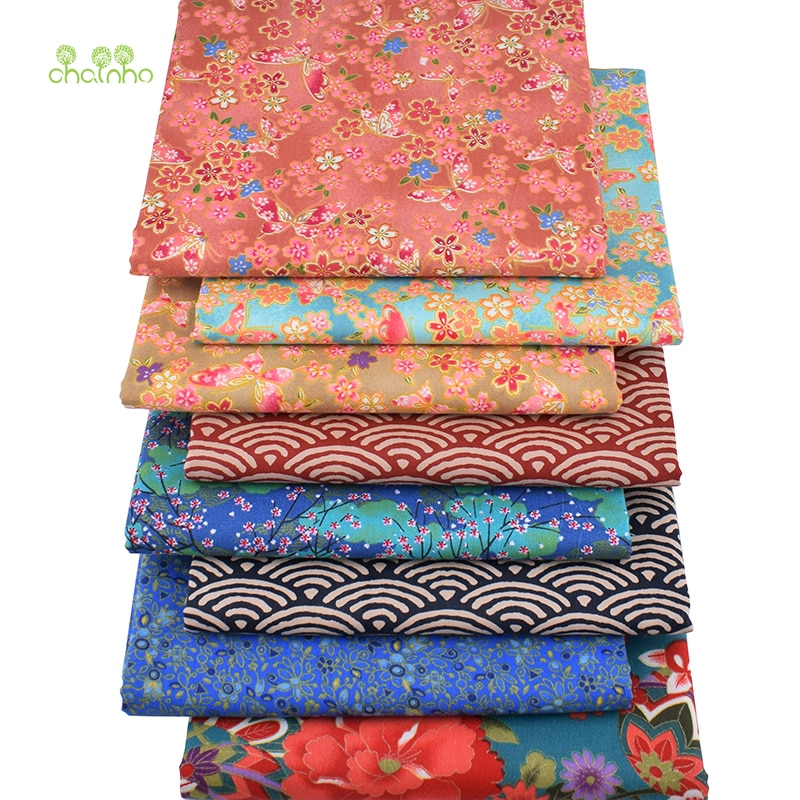 8 Stks/partij, Twill Katoen Stof Patchwork Bronzing Tissue Doek Fat Quarter Bundel Van Handgemaakte Diy Quilten Naaien Textiel Materiaal