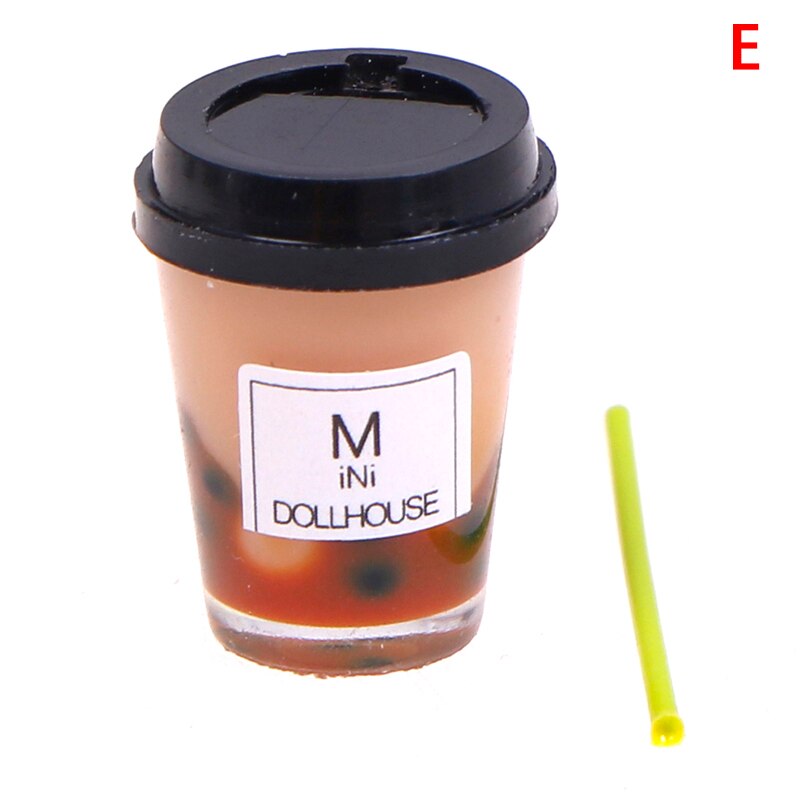 Thee Water Cup Aardbei Banaan Miniatuur Poppenhuis Accessoires Cups Keuken Speelgoed Mini Milkshake Ijs Citroen Melk Fruit: E