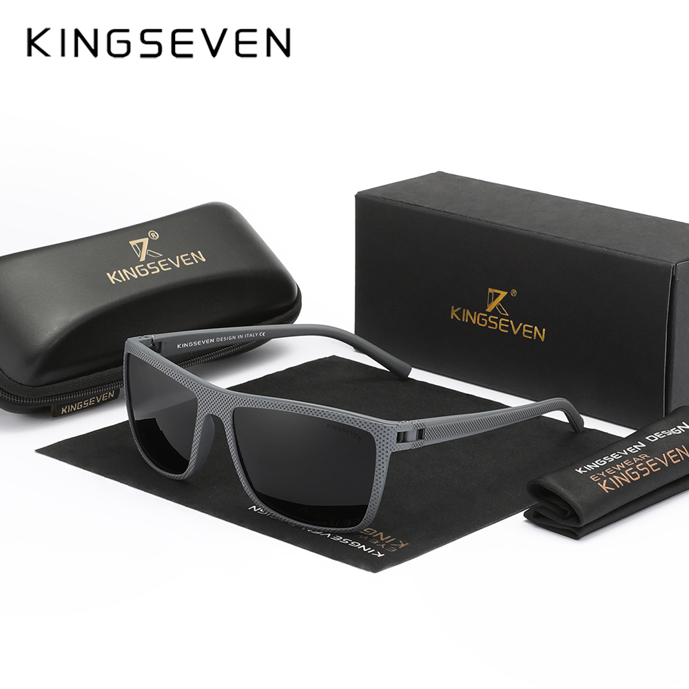 KINGSEVEN Neue polarisierte Sonnenbrille für Damen, klassisch, quadratischer Rahmen, Sonnenbrille für Herren, draussen-Reisen, 755: Grau