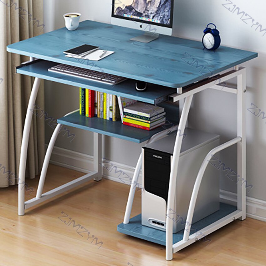 70Cm Desktop Computer Bureau Met Toetsenbord Beugel Moderne Studie Bureau Laptop Notebook Tafel Home Office Werk Meubels: blue