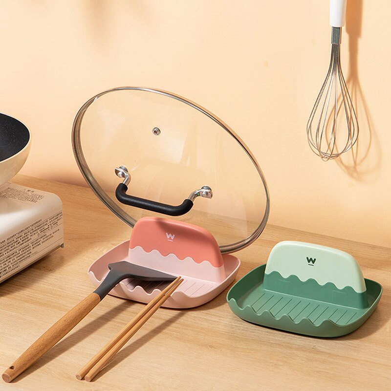 Kitchen Spoon Rest Spatula Holder for Pot Clips Shelf Organizer Plastic Spoon Chopsticks Pot Cover Storage Stand Kitchen Utensil