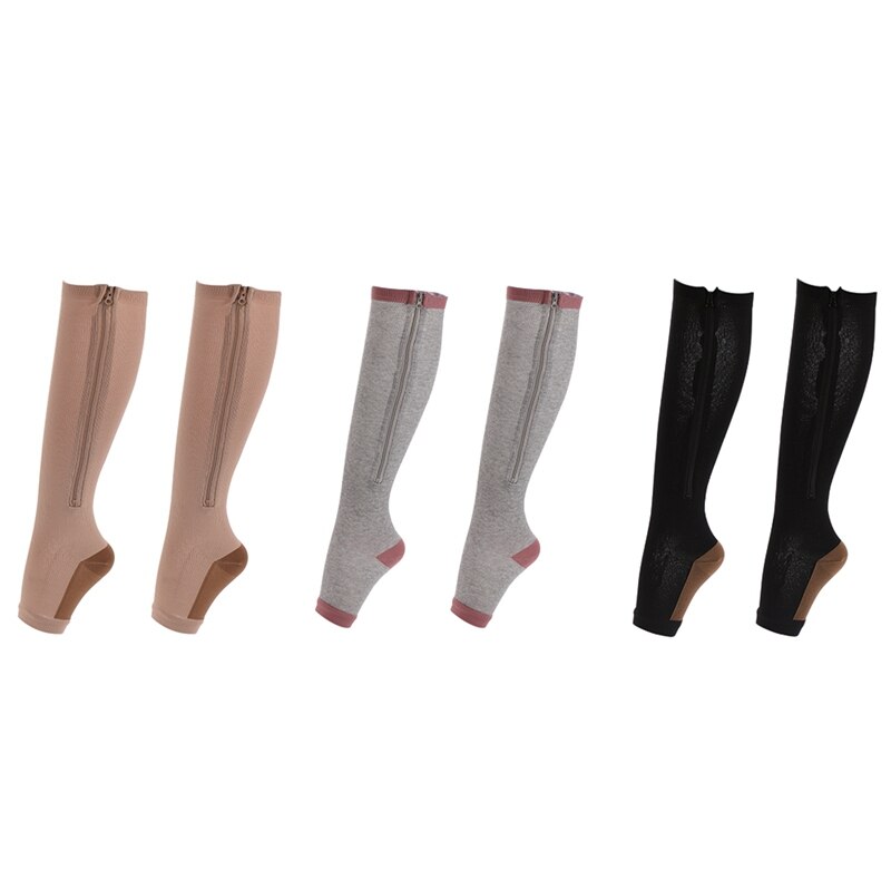 Arch Support Compression Socks Knee High/Long Zipper Sports Sleeve Foot Sock Hosiery Footwear Accessories