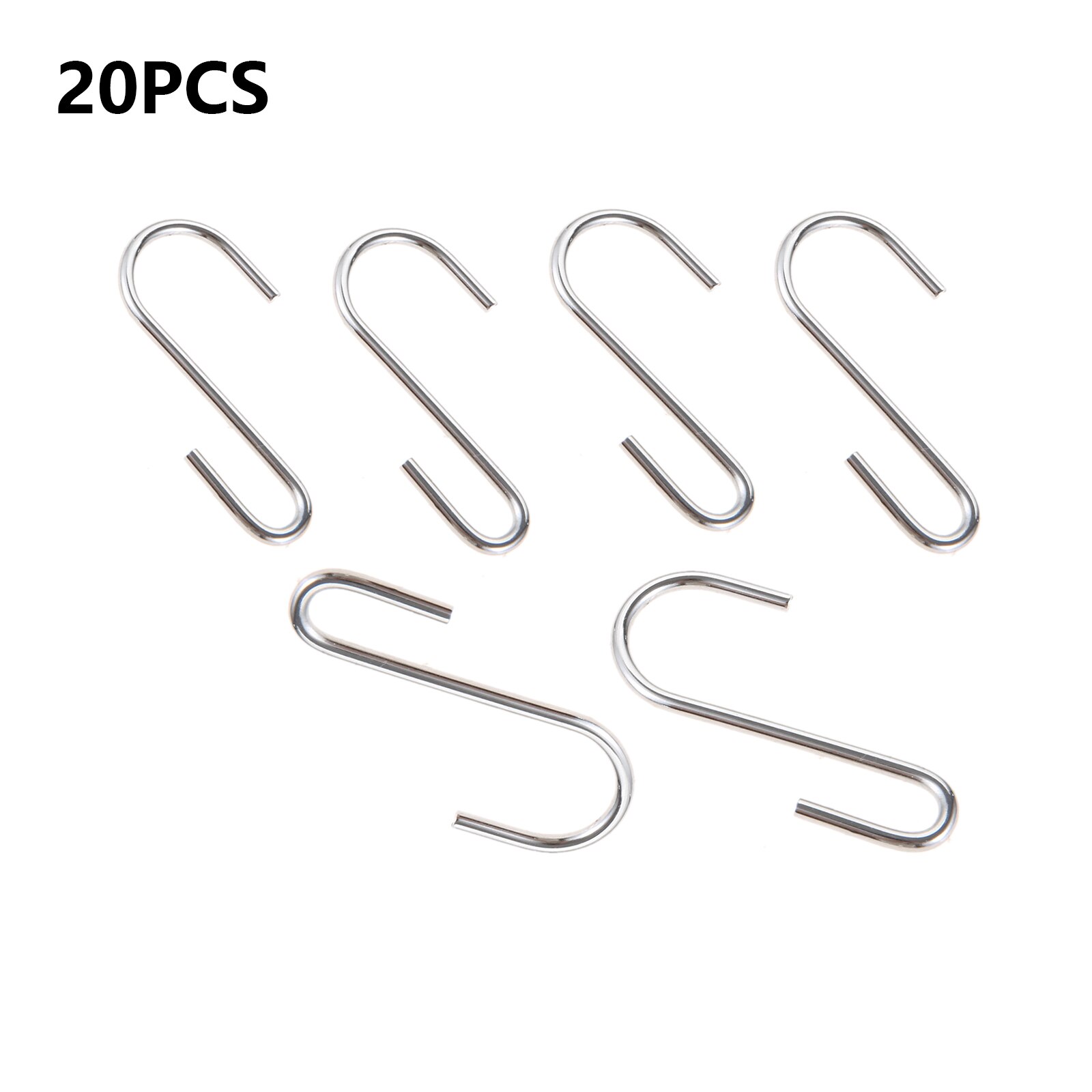 20 /50 Stuks S Vormige Haken Opknoping Zware S Haak Hanger Voor Keuken Badkamer Slaapkamer Kantoor Pancoat Tas planten Opknoping Gereedschap: Silver A