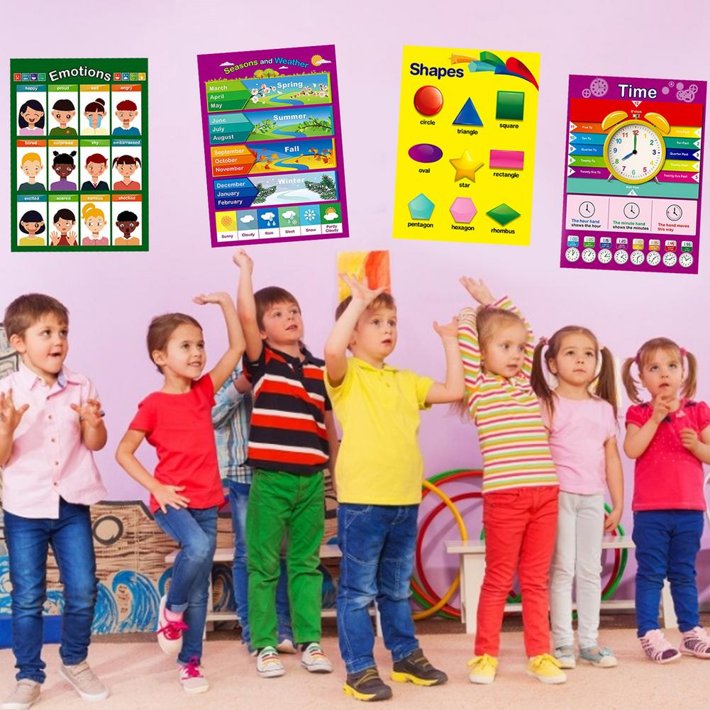12 Pcs Educational Preschool Posters Charts For Preschoolers Toddlers Kids Kindergarten Classrooms
