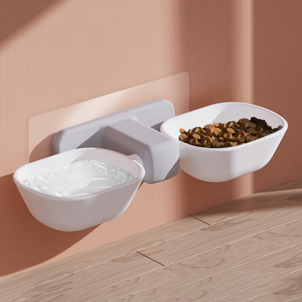 Cat Dog Bowl Pet Food Water Bowl Wall Mounted Cat Feeding Water Double Bowl Container Dog Feeder Pet Supplies