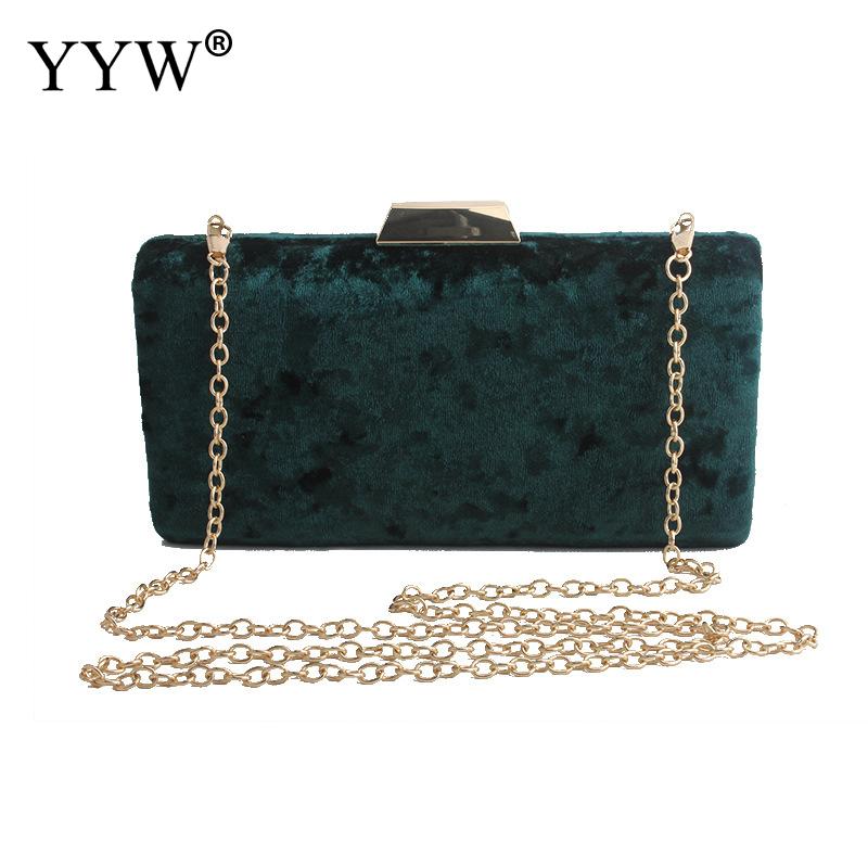 Frauen Samt Braut Kupplung Abend Prom Hochzeit Schulter Kette Tasche Handtasche Abnehmbare Kette Für Hochzeit Cocktail Party Samt: grün