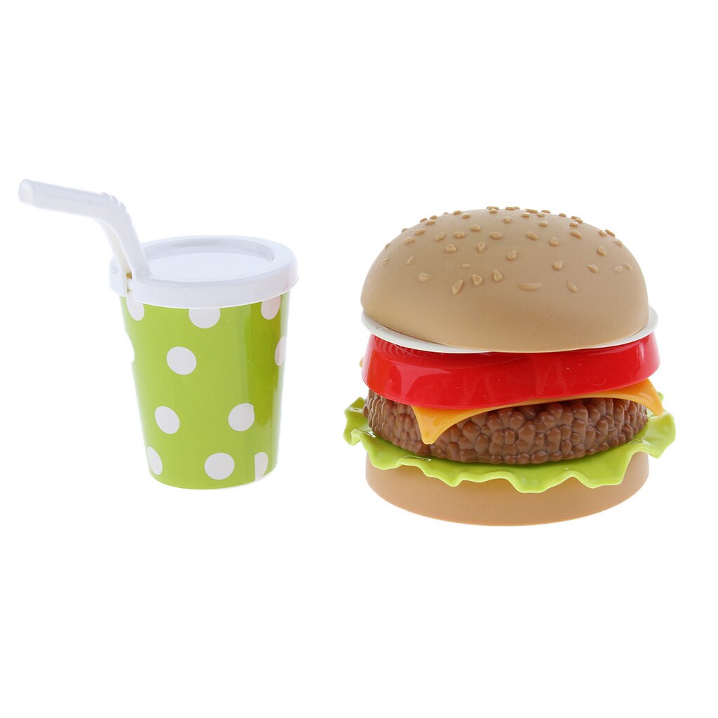 freundlicher vorgeben Spielen Lebensmittel Spielzeug Burger Frites schnell-Lebensmittel-Snack Getränke Luxus Abendessen einstellen