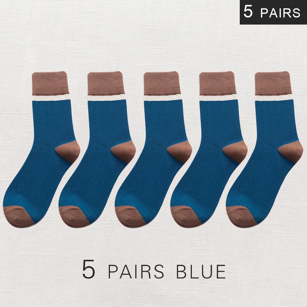 Calcetines de algodón transpirables para hombre, calcetín informal de negocios, , estilo Harajuku japonés, invierno,: 5 blue