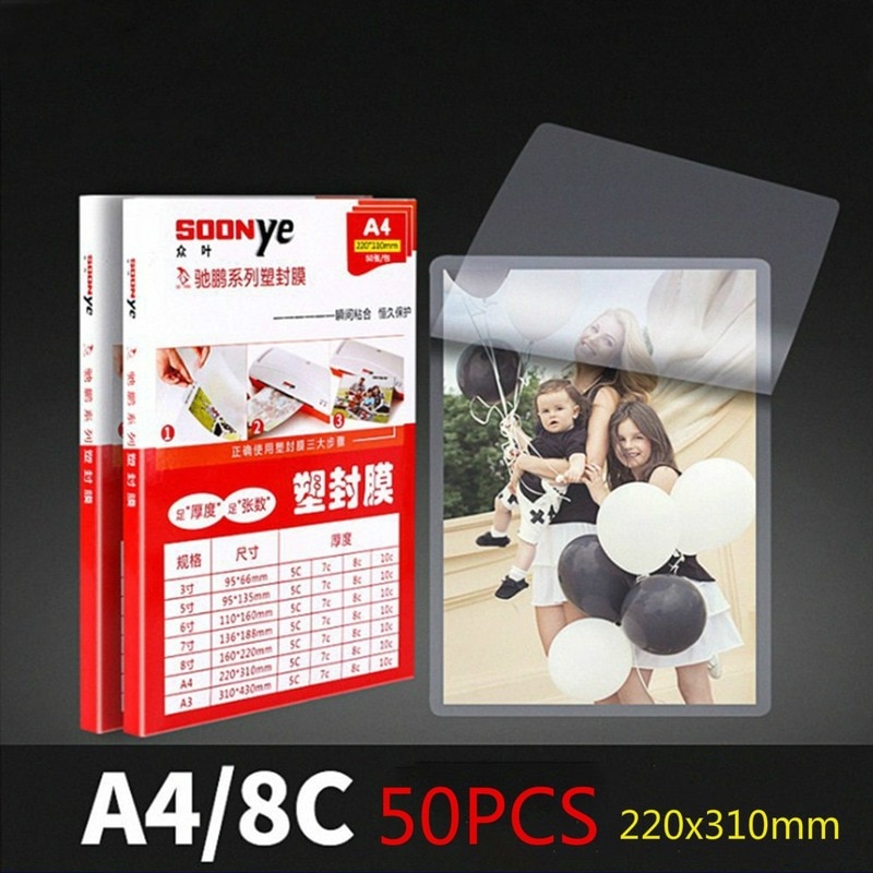Película de plástico A4 de varias hojas, 8 cables, foto familiar, alta luz a través de película termorretráctil de plástico, impermeable sobre película de plástico 50