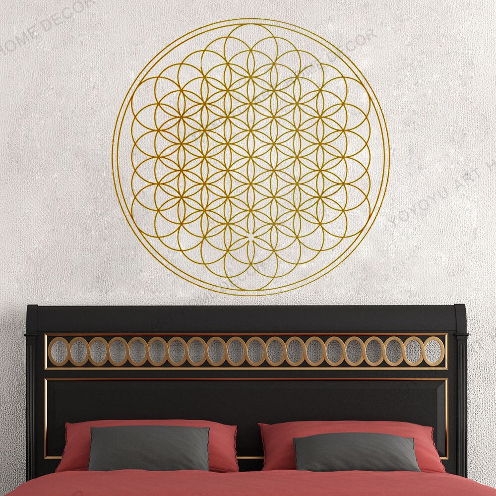 Mordern Home Flower of Life Geometric Wall Sticker Circle Mandala Wall Murals Yoga Studio Decor Geometry Lines Decal rb-73