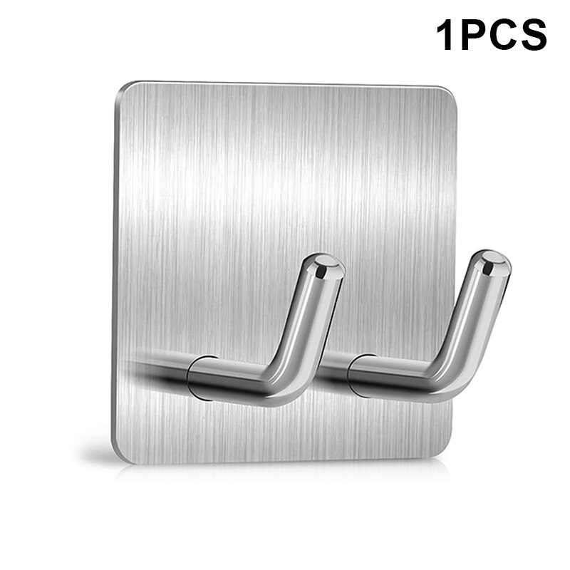 Premium Adhesive Hooks Heavy Duty Stainless Steel Dual Spikes Wall Hooks Strong Adhesive Stick-on Towel Hook Kitchen DAG: 1pcs