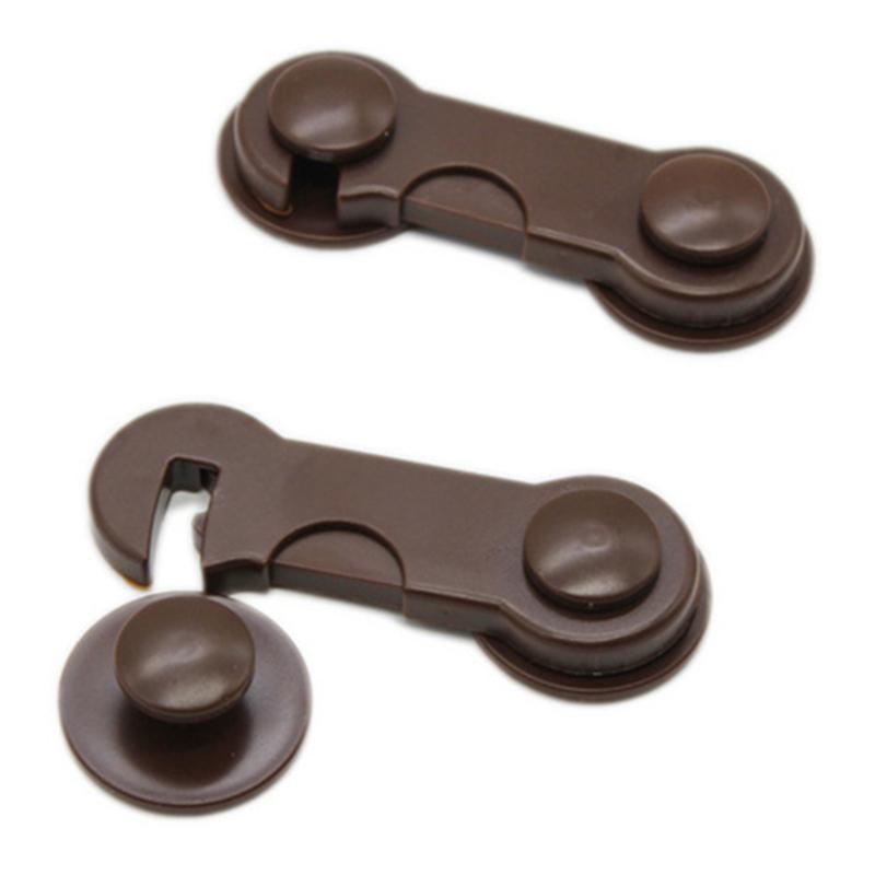 kids Multifunctional Safety Care Plastic Lock Drawer Door Cabinet Cupboard Baby Safety Locks Strap Baby Safe Protection Props: Chocolate