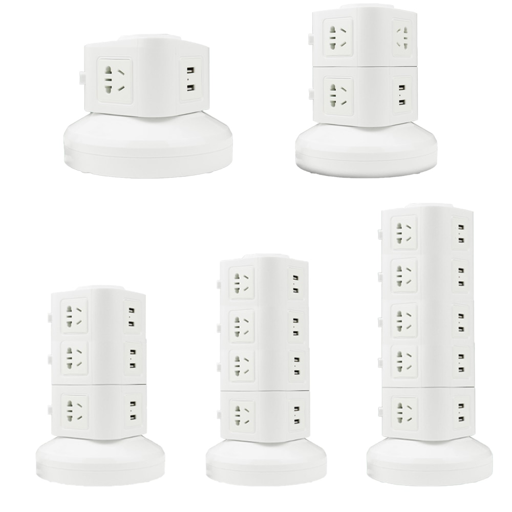 1-5 -etterslep vertikal stikkontakt powerboard 9 måter forlengelse vertikal tårnkontakt 6 usb -havn utløpslader makt stripe -beskytter
