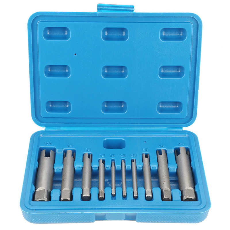 6pcs/9pcs/10pcs Tap Extractor High Speed Steel Broken Head Taps Remover Stripped Screw Tap Extractor Set: 10pcs