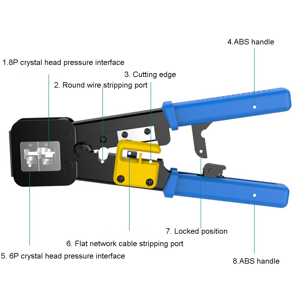 Ez Rj45 Crimper RJ45 Krimptang Voor Cat6 Cat5 Cat5e Rj45 Rj11 Connector 8P 6P Lan Kabel Draden tang Hand Netwerk Tool Kit
