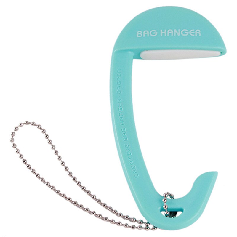 Mini Portable Plastic Bag Hook Clothes Purse Bag Hanger Buckle Device Table Chair Desk Brim Bag Hook Handbag Holder: Sky blue