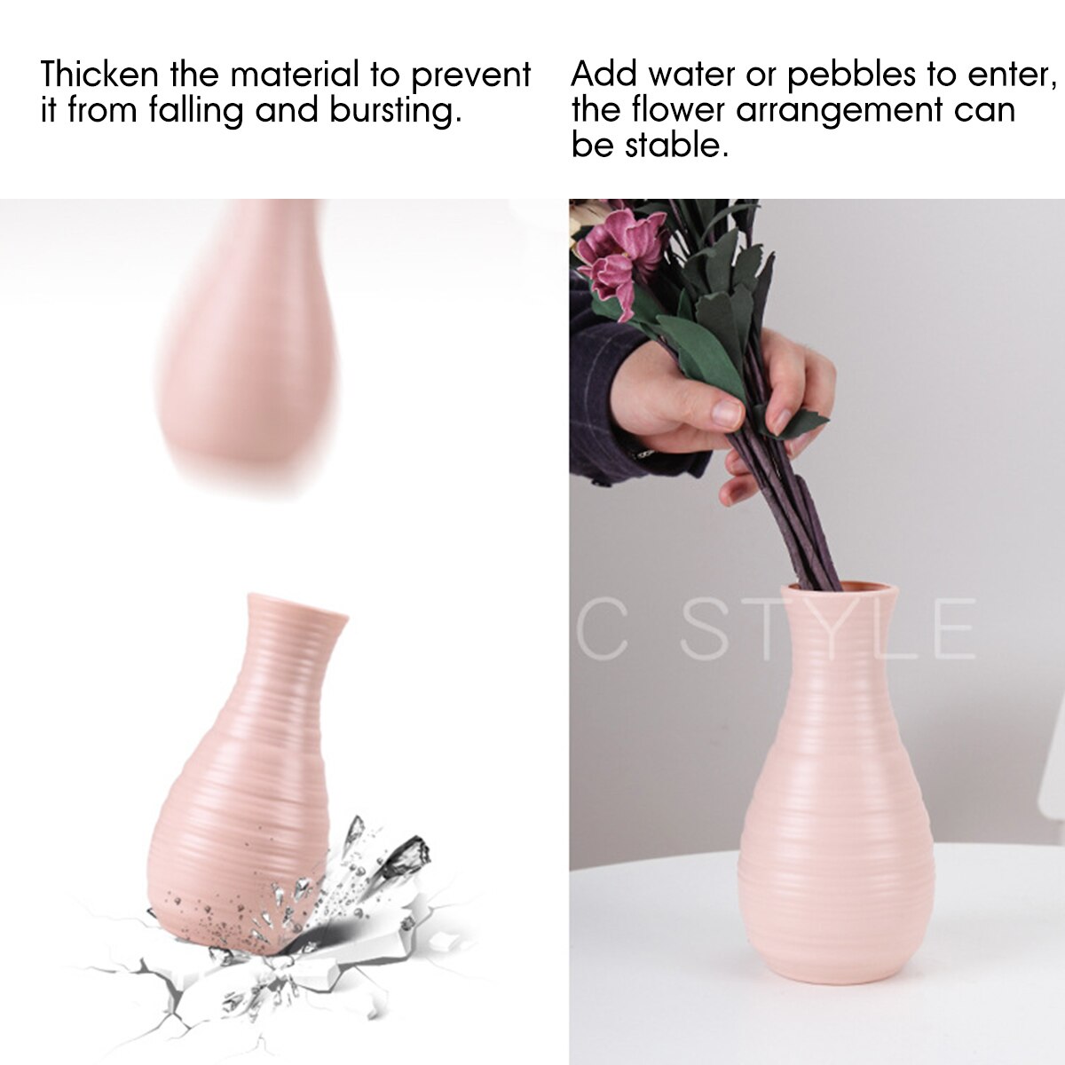 Mini Origami Plastic Imitation Ceramic Vase Flower Pot Dry Flower Basket Flower Vases For Home Nordic Decoration