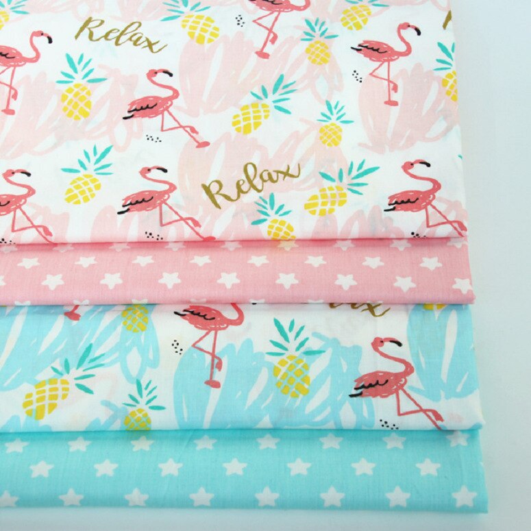 Pure Cotton Cartoon Printed Fabric Hand DIY Patchwork Group Cotton Twill Cartoon Floral Fabric Fabric for Dress: Wave birds and stars