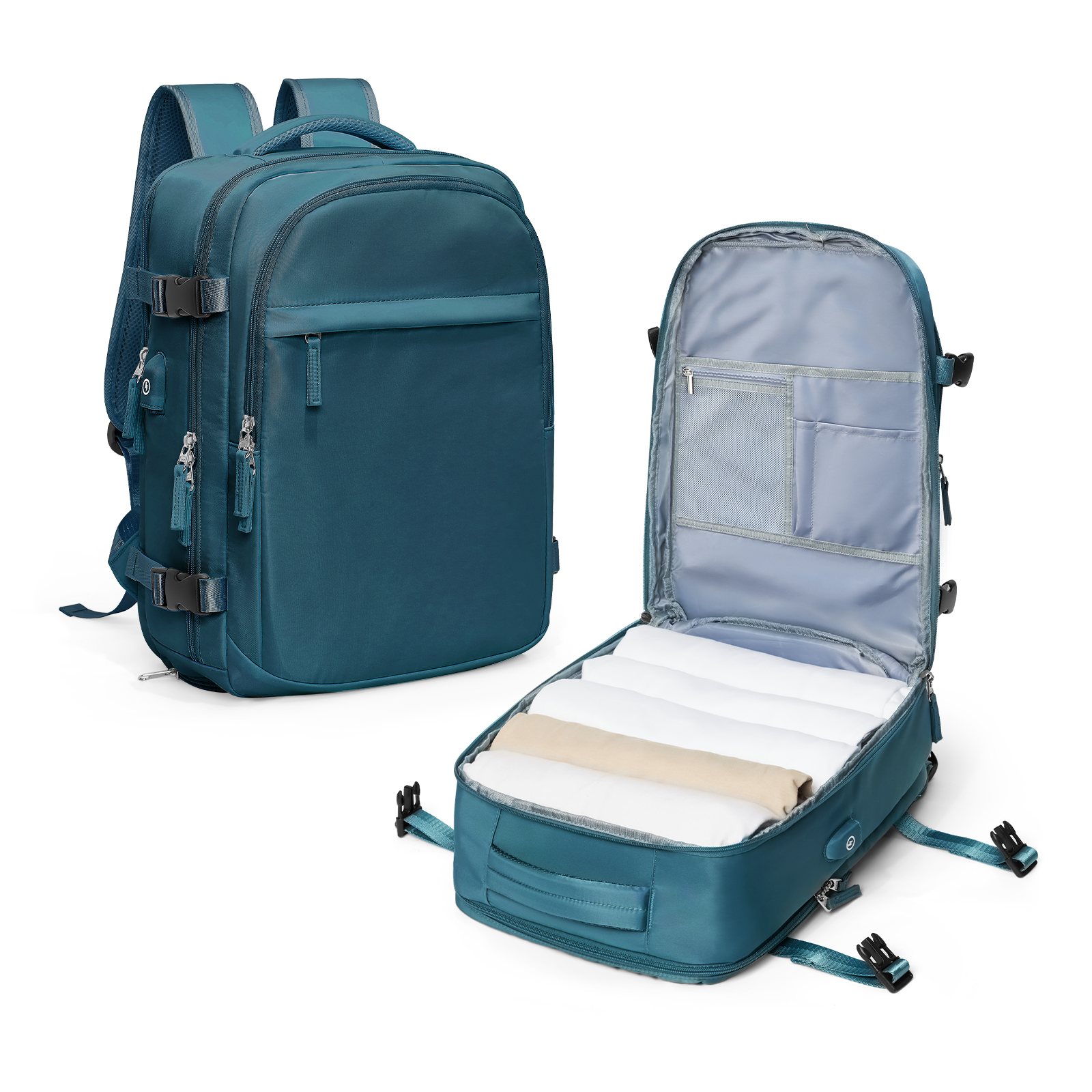 Handbagage Rugzak, Grote Reisrugzak Voor Vrouwen Mannen Luchtvaartmaatschappij Goedgekeurd Gym Rugzak Waterdichte Zakelijke Bagage Laptop Dagrugzak: Sky Blue