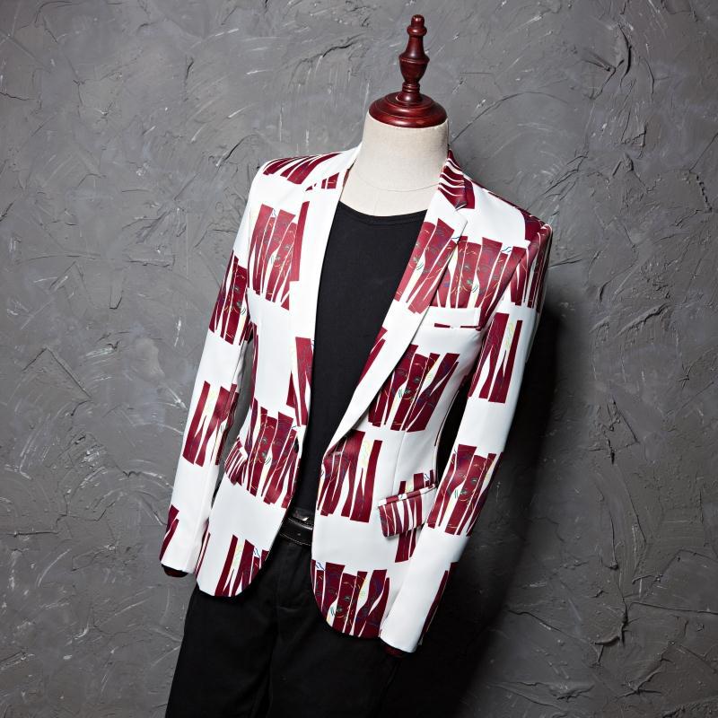 Rsfocus casual blazer voor heren merkkleding rood blauw bedrukt heren blazer jasje podiumkleding heren blazers  xz217
