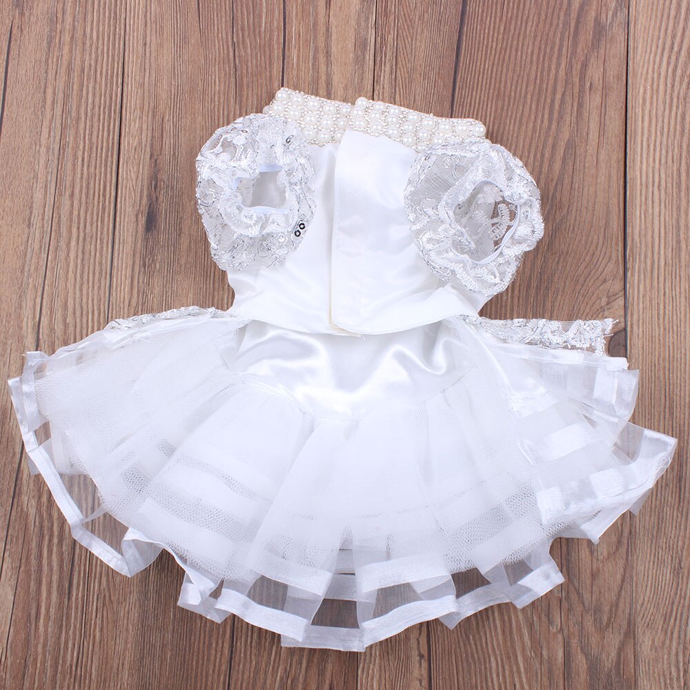 Robe de mariée Tutu en dentelle pour chien et chat, tenue princesse, de perles, pour animaux de compagnie, chiot, vêtements de fête de mariage,