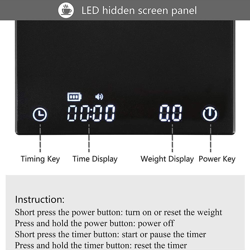 TIMEMORE Nano /BASIC Plus Electronic Scale Black Mirror Pour Over Espresso 0.1g Scales Smart Automatic Kitchen Timing Coffee T3N