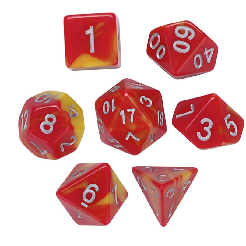 7 stks/set hars Dices D4-D20 Multi Zijdige Acryl Dobbelstenen Voor Game Polyhedral Zijdige Acryl Dices & 4A28