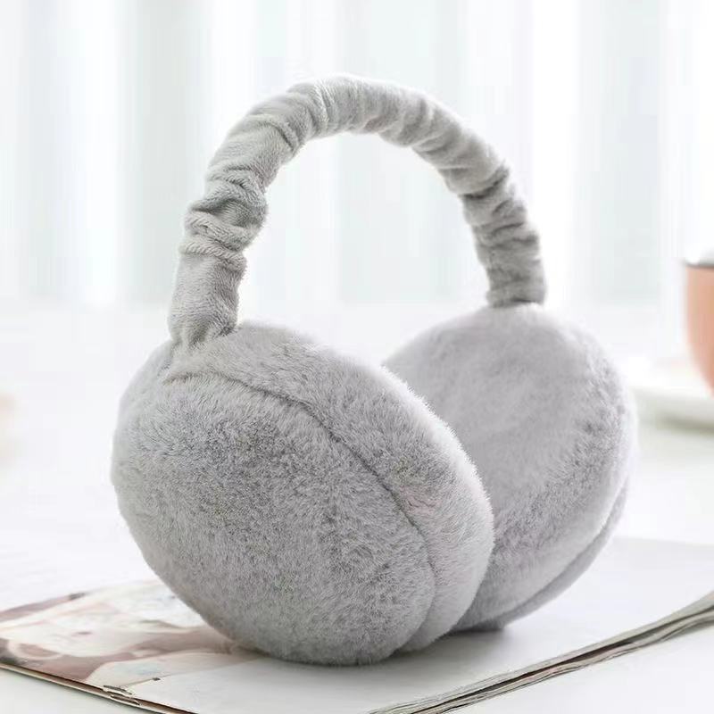 Foldable Stretch Soft Earmuffs for Women Men Warm Cute Plus Velvet Earmuffs Winter Ladies Cold Protection Ear-Muffs: Gray