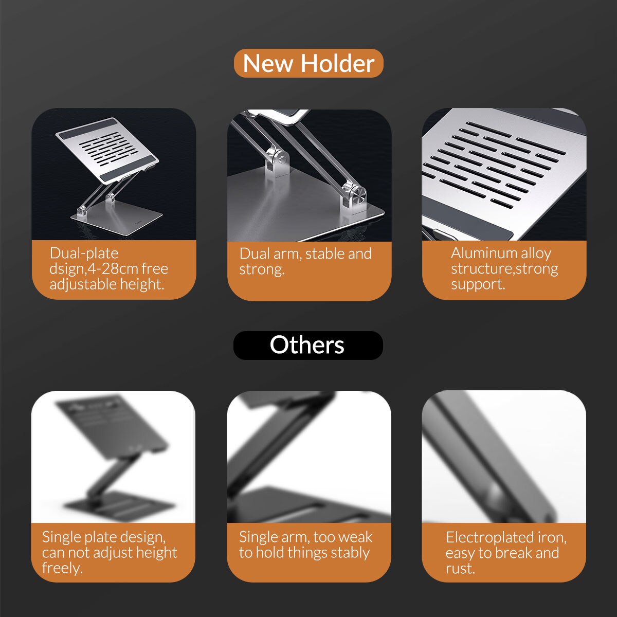 ORICO Adjustable Laptop Stand Riser Aluminum Folda... – Grandado