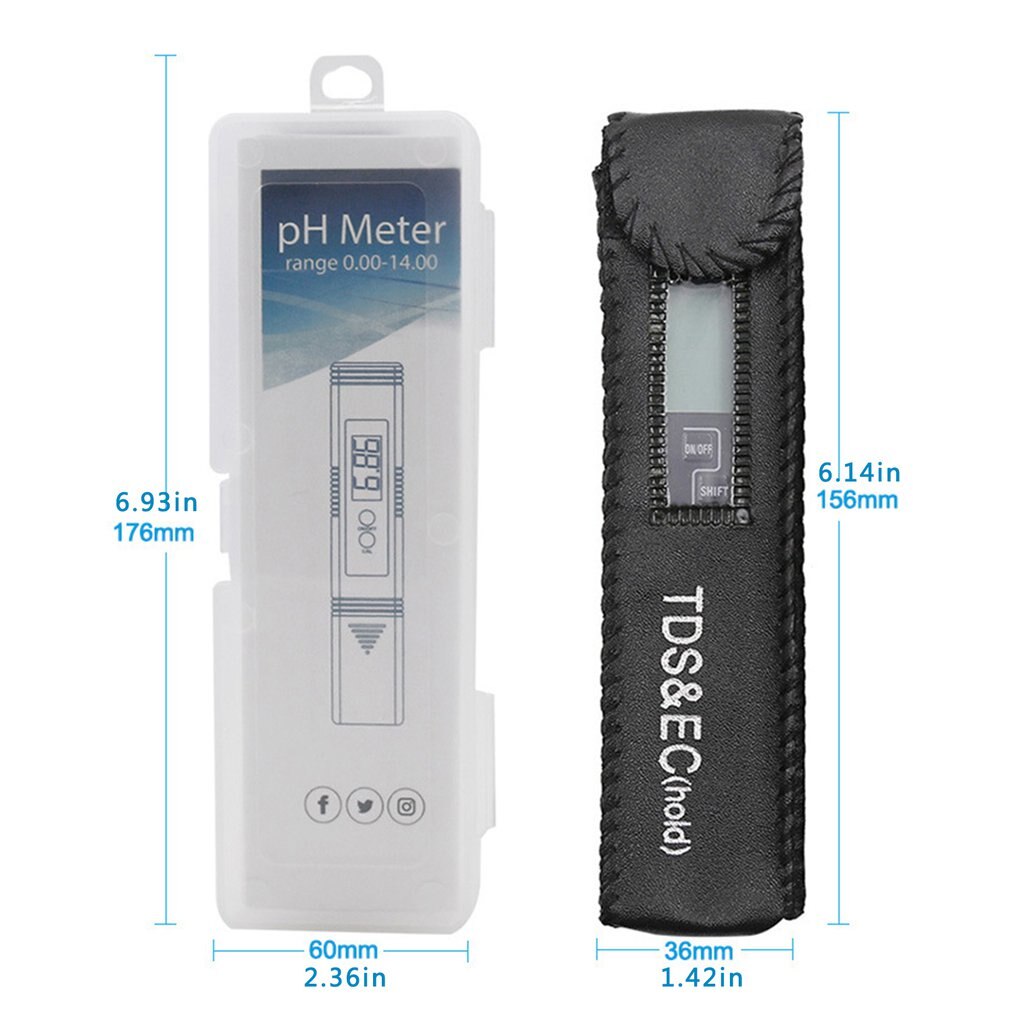 2 pces digital 0.0-14.0 medidor de ph tester 0-9990ppm digital tds ec lcd conjunto de filtro de aquário de pureza de água ppm