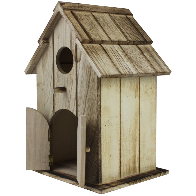 Wooden Bird house Breeding box Parrot nest Bird's nest Home outdoor garden decoration accessories Handmade wooden house: black