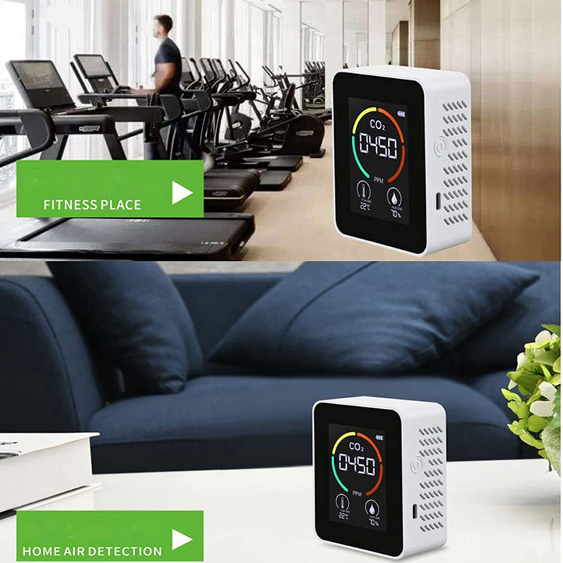 Temperature &amp; Humidity Meter, Air Monitor, CO2 Detector, 3-In-1 Digital Air Pollution Carbon Dioxide Detector