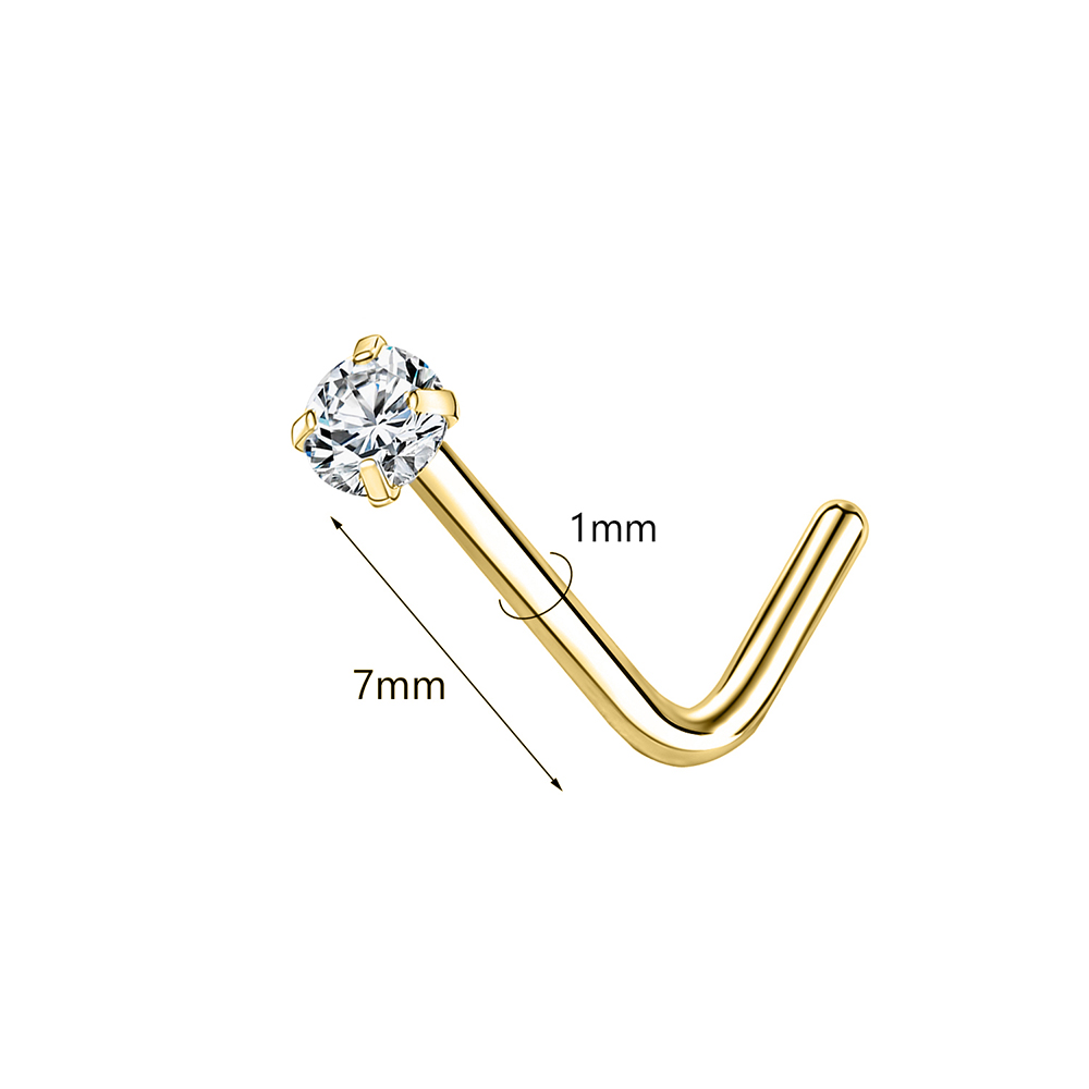 ZS 18/20G 925 scheggia narice piercing Placcato Oro Naso Borchie Zircone Lucido Setto Anelli Al Naso per Le Donne Reale sterlina Naso perno: verde / oro