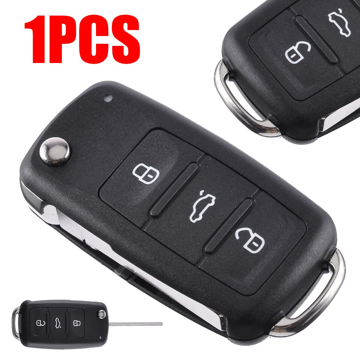 3 Button Folding Car Remote Flip Key Shell Case Fob NO LOGO for V-W Auto Ignition System With Key Blade