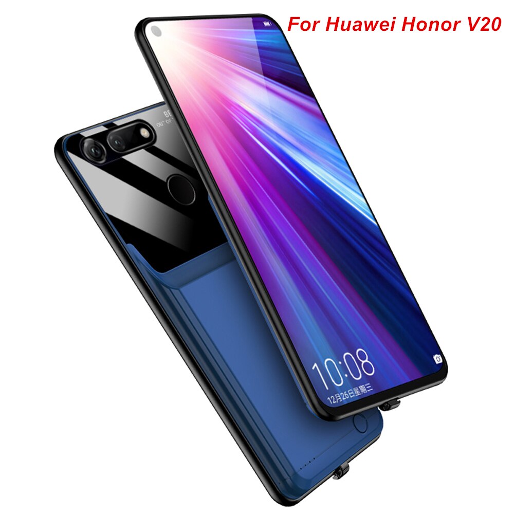 Bateria para huawei honor v8 v9 v20 aracgi, banco de energia 10000 mah para huawei honor v8 e v20 capa do carregador v20: Honor V20 Blue