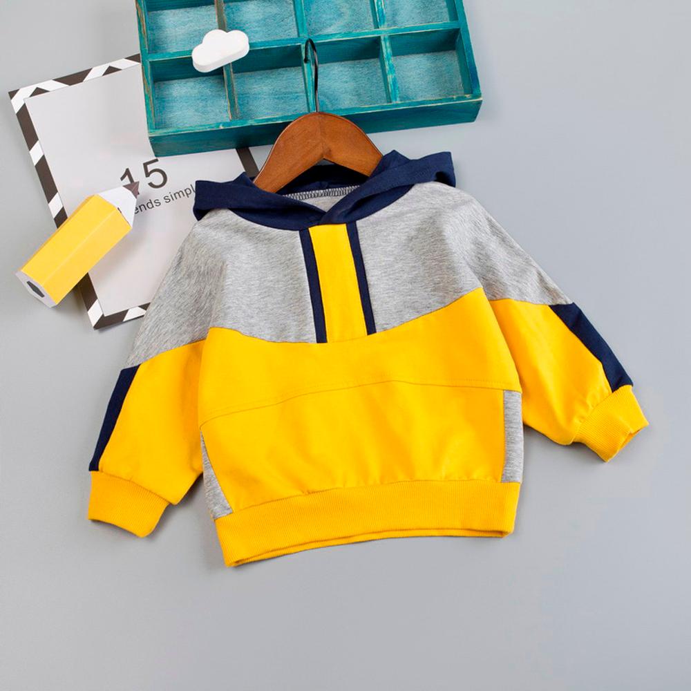 Abrigos de bebé niño niños coloridos costura con capucha pulóver camiseta Tops ropa de abrigo para niños