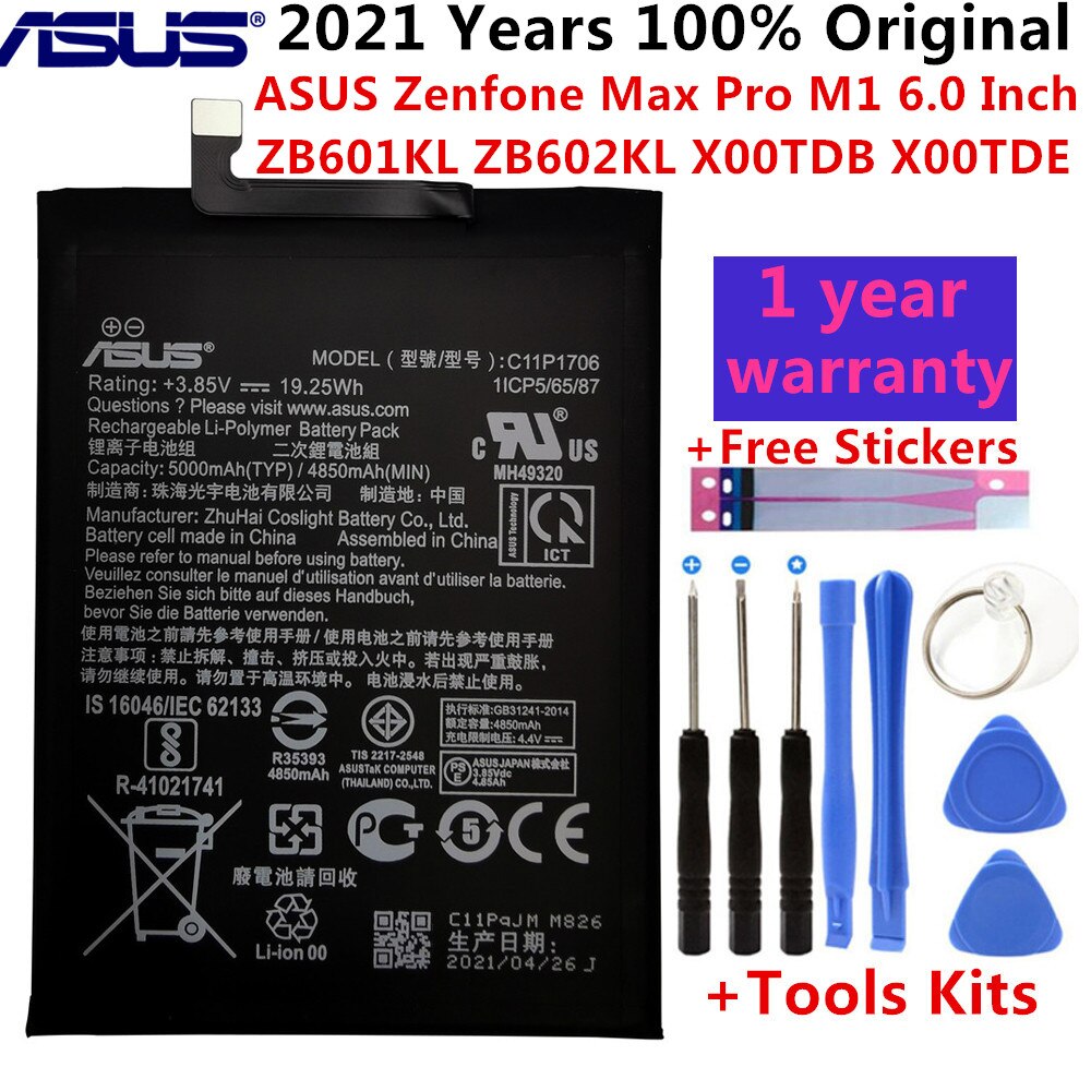 100% Original 5000mAh Battery For Asus Zenfone Max Pro M1 M2 6.0 Inch ZB631KL ZB633KL X01BDA Inch ZB601KL ZB602KL X00TDB X00TDE