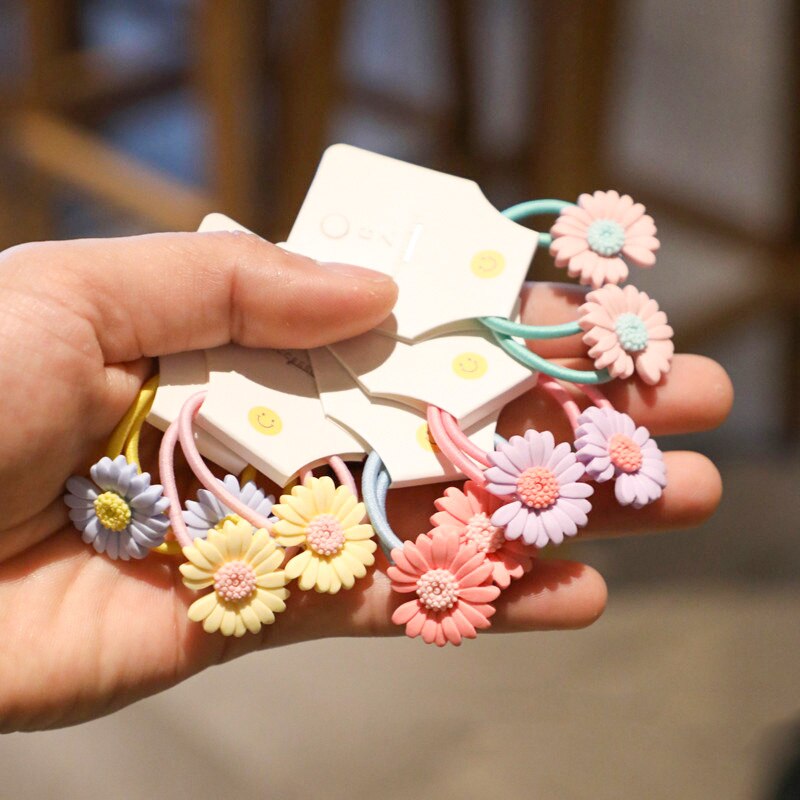 Cintas de goma elásticas para el pelo para niña, 2 uds., sortija de Margarita de crisantemo, lazos para el pelo para niña, accesorios de sujeción para coletas