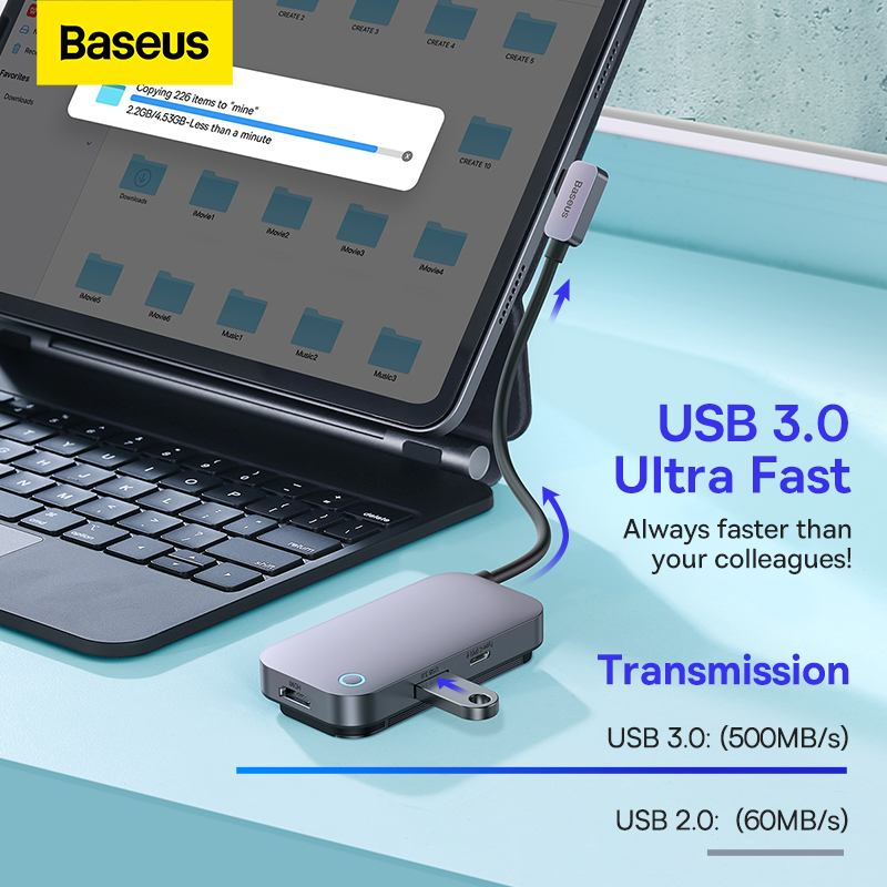 Baseus USB C-splitter voor iPad Pro 11 12,9 HDMI 4K 30Hz USB-poort PD 100W poort SD TF-kaartlezer voor Steam Deck USB 3.0-splitter