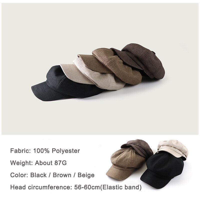Wuaumx-sombrero octogonal para hombre y mujer, gorros Retro con visera curvada, boina de pico de pato, boina de Detective, Unisex, gorra boina de pintor