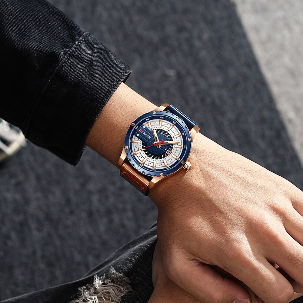 Curren Horloges Top Brand Leather Horloge Casual Quartz Heren Horloge Chic Lichtgevende Handen Klok