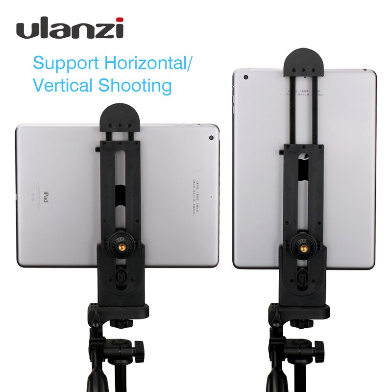 Ulanzi-Soporte para iPad, trípode con abrazadera ajustable, vertical, montaje, adaptador, 1/4", 5-12"