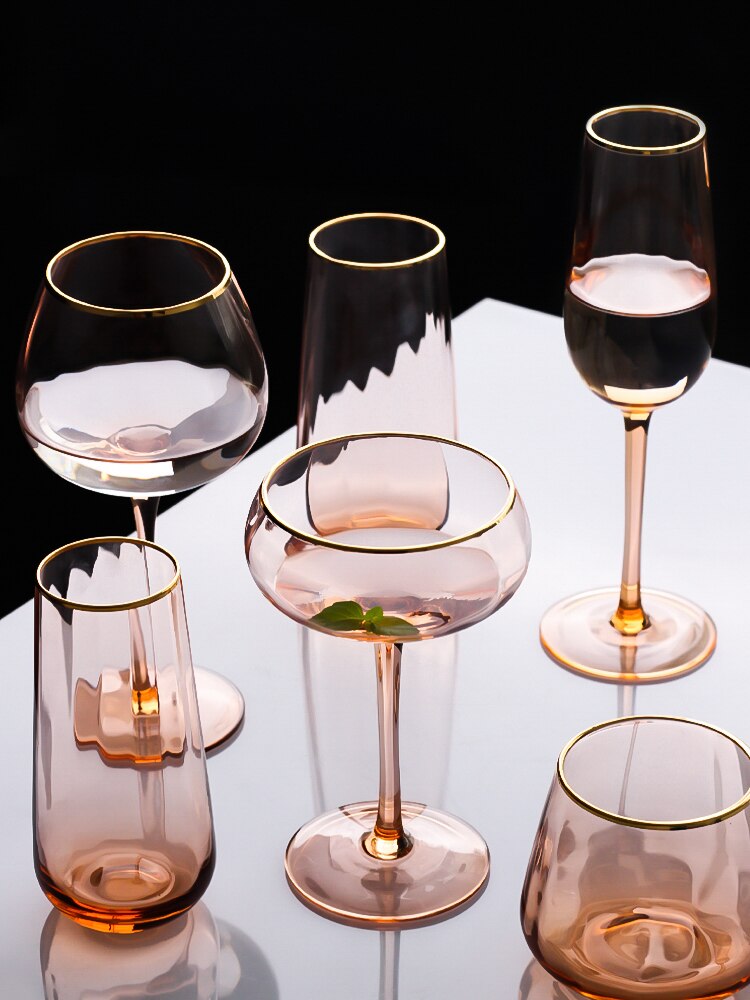 Drinking Glasses Gold Rim Champagne Glass Mug Wine Glass Cup Cocktail Glass Whisky Glass Mugs Dessert Ice-cream Glass