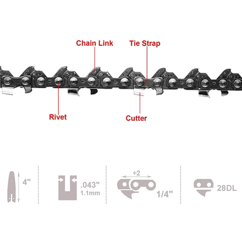4 Inch Replacement Chain Electric Electric Saw Accessory Mini Steel Chainsaw Chain for Electric Pruning Saw Garden Logging