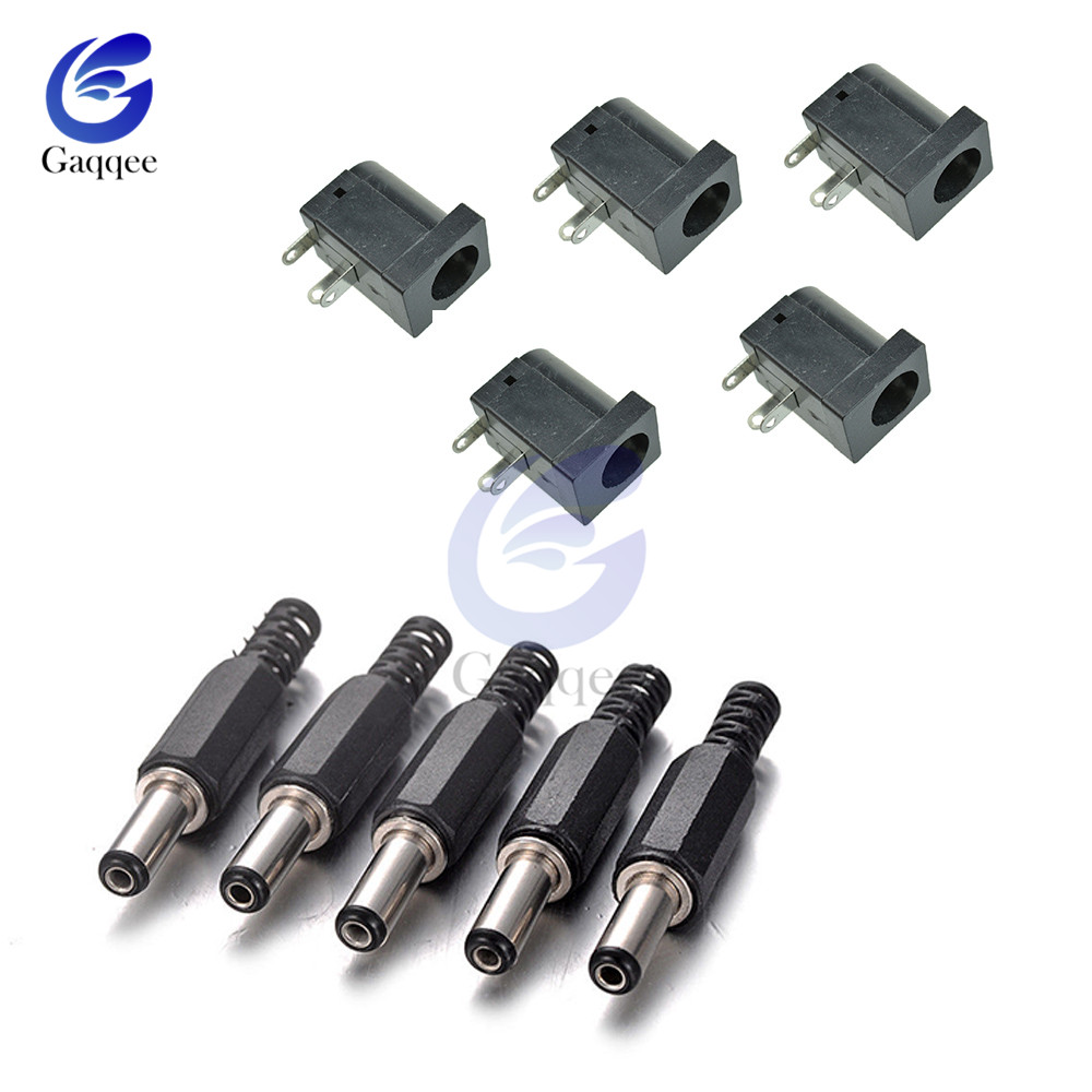 10Stck DC Energie Stecker Stift Buchse Stecker Buchse + Stecker Jack Tafel montieren-anschluss 5,5mm 2,1mm stecker Adapter 2 Terminal Arten: männlich5 weiblich5 Typ4